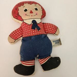 Vintage Knickerbocker Bean Bag Raggedy Andy 7.5" Cloth Doll